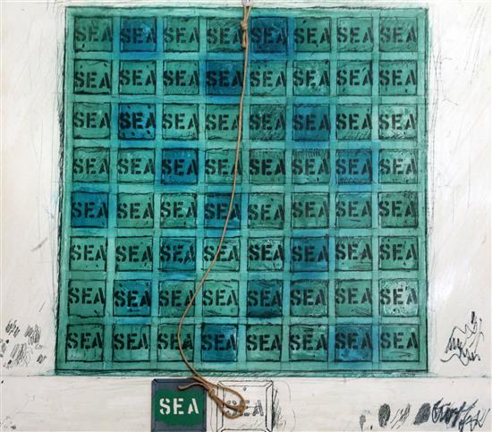 Joe Tilson (1928-) Sea Mantra 1979 34.5 x 37.5in.
